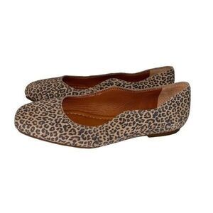Lucky Brand Dellie Leopard Print leather slip on Ballet flats Women’s Size 6 M